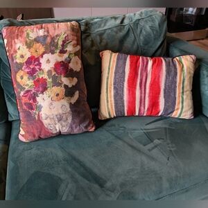 Pair of reversible painterly accent pillows